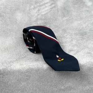 Vintage Cervantes Mickey Mouse Striped Necktie Navy Red Disney Made USA Mens